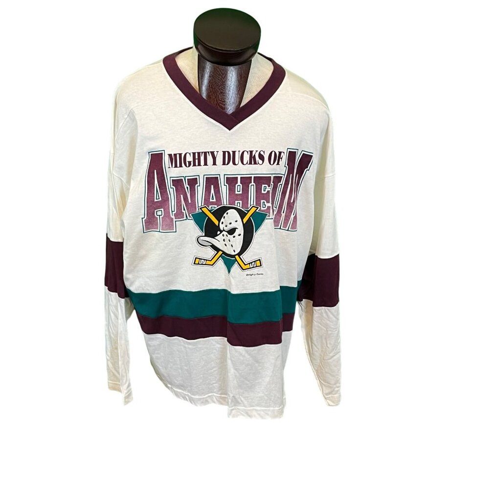 Mighty Ducks True Fan Jersey Vintage 90's Long Sleeve - NWT XL - Stained,  AS-IS